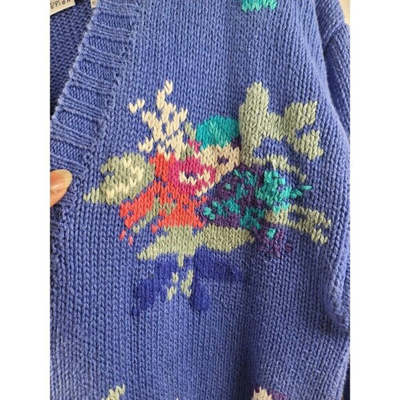 Vintage Point Of View Collection Floral Cardigan Sweater Women's Size M Acrylic - Picture 4 of 14